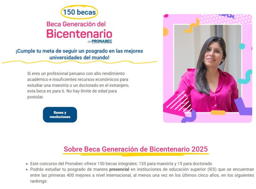 ATENCIÓN!!! BECA GENERACIÓN DEL BICENTENARIO – 150 BECAS